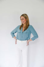 Load image into Gallery viewer, Serena Shirt with Pockets in Blue - CCH Collection