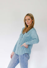 Load image into Gallery viewer, Serena Shirt with Pockets in Blue - CCH Collection