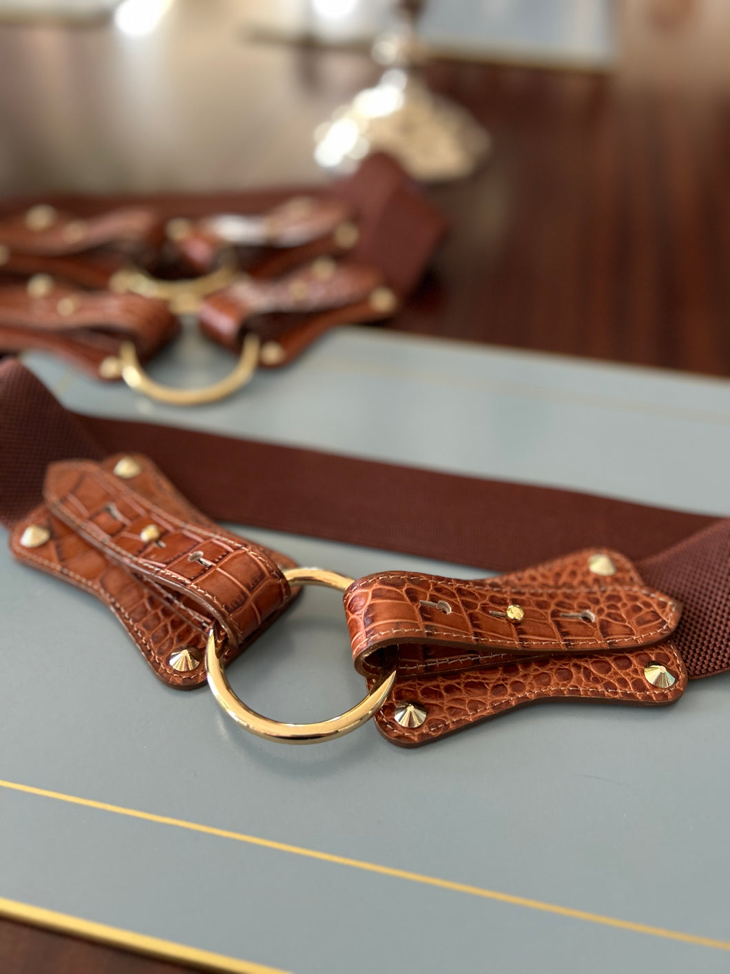 Claiborne Belt in Brown Faux Croc - CCH Collection