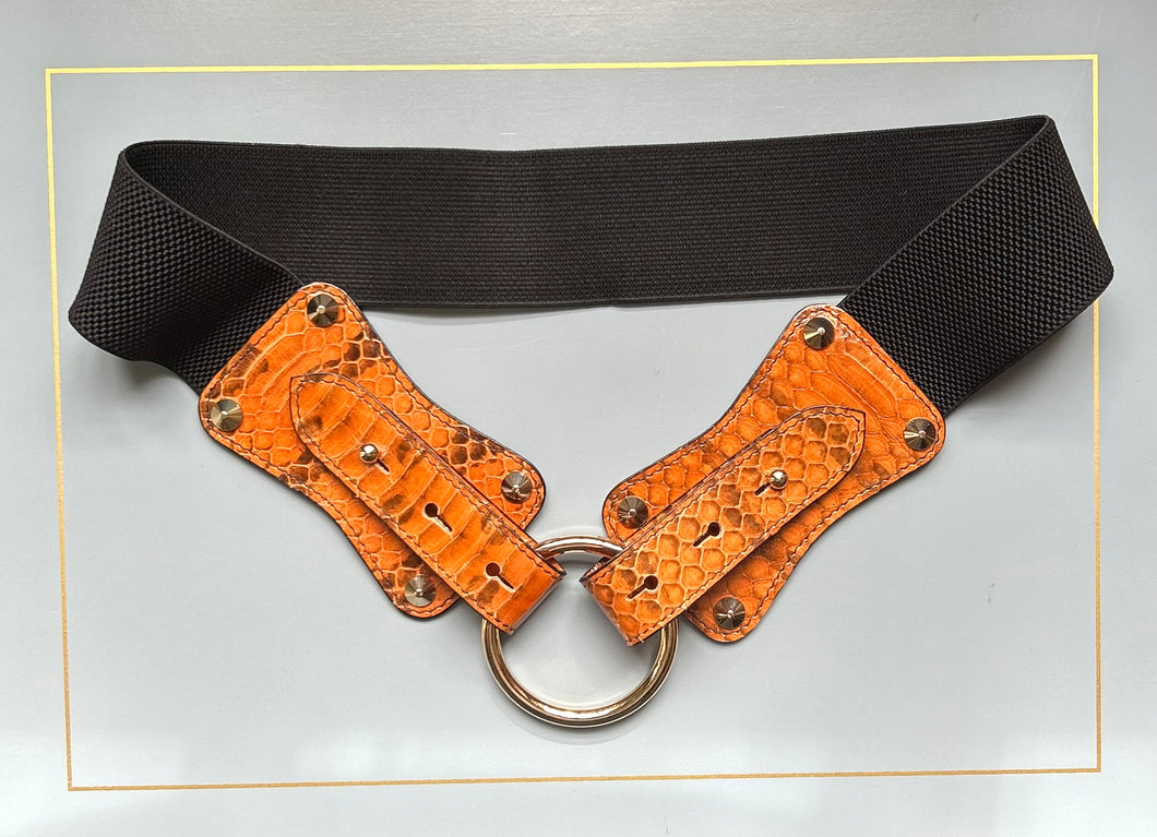 Claiborne Belt in Orange Faux Snake