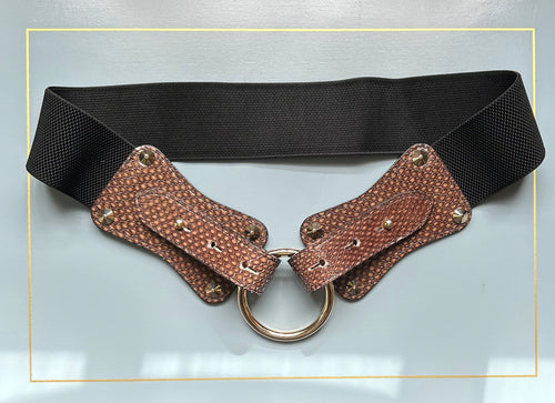 Claiborne Belt in Brown Faux Snake