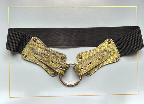 Claiborne Belt in Green Faux Snake