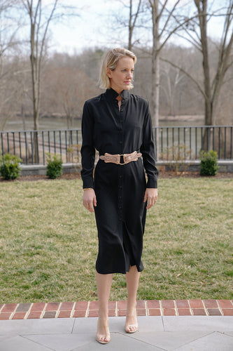 Everyday Dress in Black Crepe de Chine