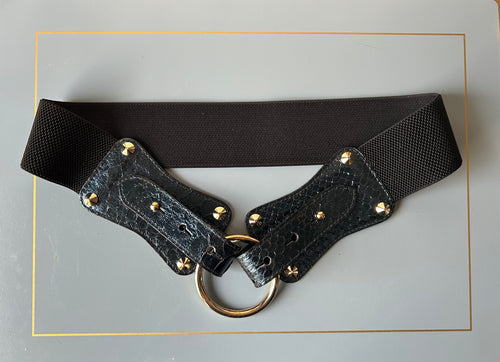 Claiborne Belt in Metallic Blue Faux Snake