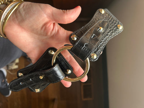 Claiborne Belt in Black Faux Crocodile