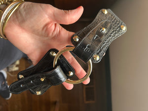 Claiborne Belt in Black Faux Crocodile