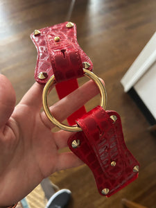 Claiborne Belt in Red Faux Crocodile with Red Strap