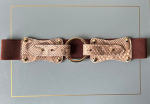 Claiborne Belt in Light Brown Faux Snake with Brown Strap