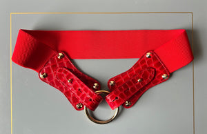 Claiborne Belt in Red Faux Crocodile with Red Strap