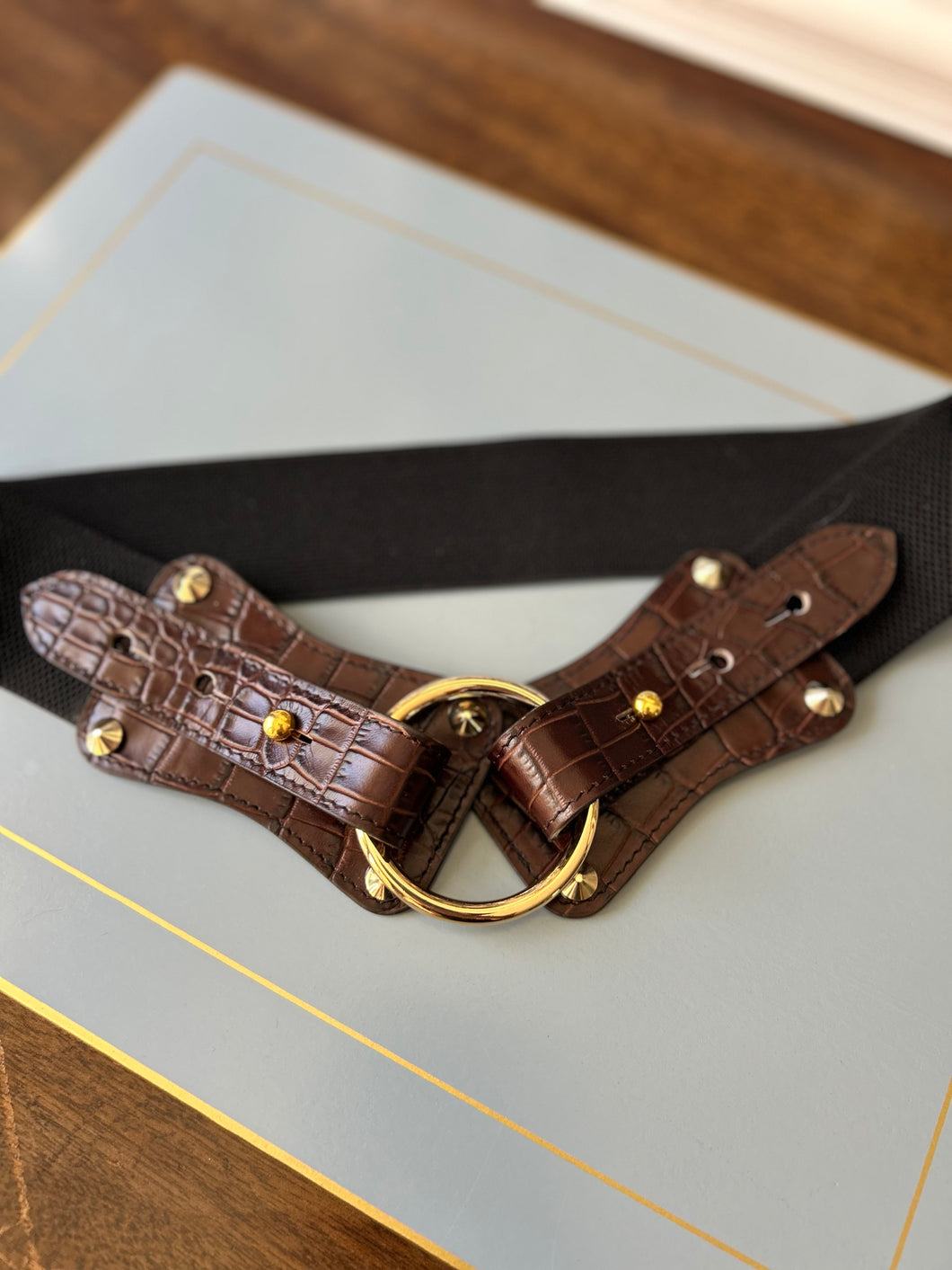 Claiborne Belt in Ox Blood with Black Strap
