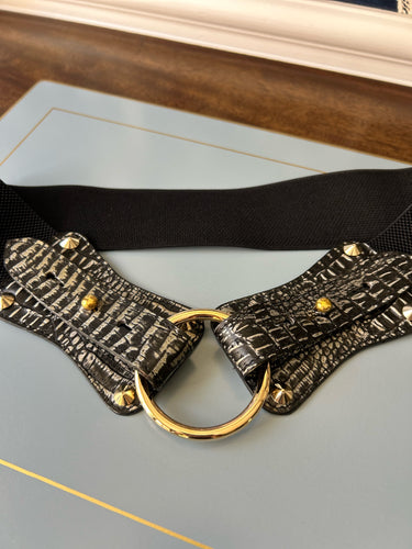 Claiborne Belt in Alligator Black/Gray
