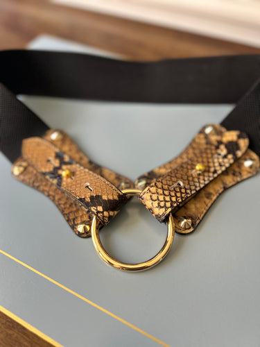 Claiborne Belt in Honey Faux Python