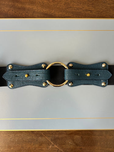 Claiborne Belt in Pebbled Chanel Blue with Black Strap