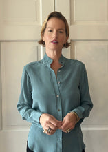 Load image into Gallery viewer, Riding Shirt in Teal Silk Crêpe de Chine - CCH Collection
