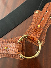 Load image into Gallery viewer, Claiborne Belt in Brown Faux Croc with Black Strap - CCH Collection
