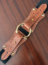 Load image into Gallery viewer, Claiborne Belt in Brown Faux Croc with Black Strap - CCH Collection
