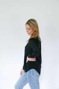 Serena Shirt with Pockets in Essential Black - CCH Collection