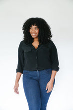 Load image into Gallery viewer, Serena Shirt with Pockets in Essential Black - CCH Collection
