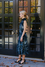 Load image into Gallery viewer, Alden Sleeveless Dress in Mini Velour Leopard Teal - CCH Collection
