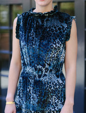 Load image into Gallery viewer, Alden Sleeveless Dress in Mini Velour Leopard Teal - CCH Collection
